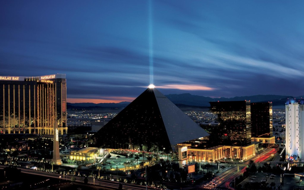 Like a mirage rising out of the desert floor, the pyramid rises 30 stories from the desert floor.